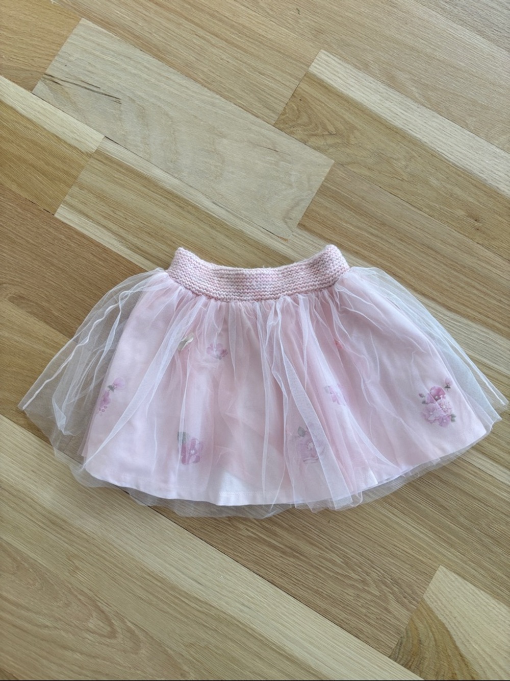 Lapin House Little Girl’s Pink Flowers Tulle Skirt